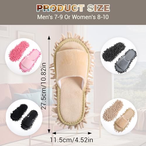 Telooco 4 Pairs Washable Mopping Slippers for Women and Men