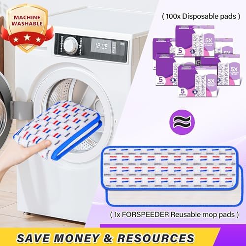 FORSPEEDER 8 Pack Reusable Mop Pads for Swiffer Power Mop