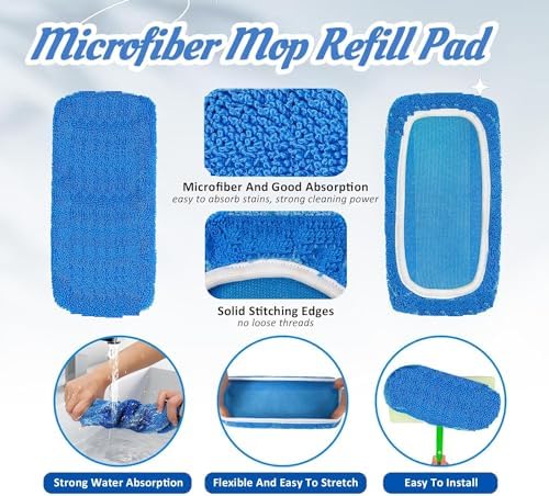 10 Pack Reusable Microfiber Mop Pads for Swiffer