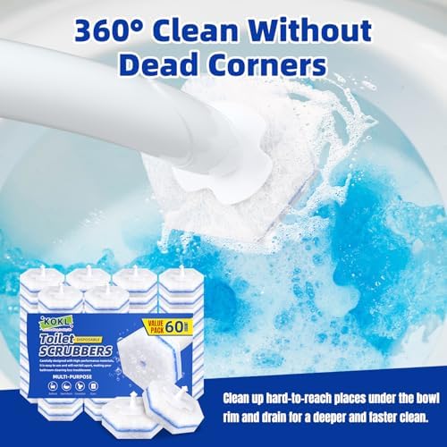 KOKL 60pcs Toilet Brush Refills - Premium Cleaners with Fresh Scent