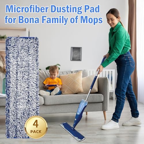ZIONYA 4 Pack Microfiber Dust Pads for Bona Mops