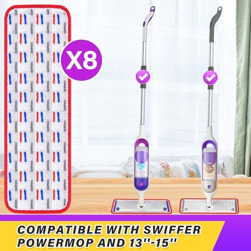 FORSPEEDER 8 Pack Reusable Mop Pads for Swiffer PowerMop 15 Mop Refills