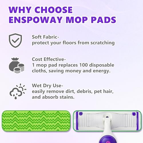 ENSPOWAY Reusable Mop Pads - 6 Pack for Swiffer PowerMop 13 14 15