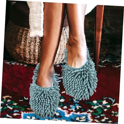 1 Pair Fluffy Mop Slippers for Women Reusable Skid-Resistant Cleaning Shoes