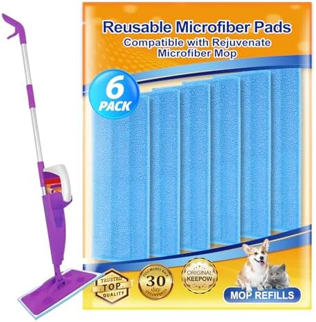 iKEEPOW 6-Pack Reusable Microfiber Mop Pads