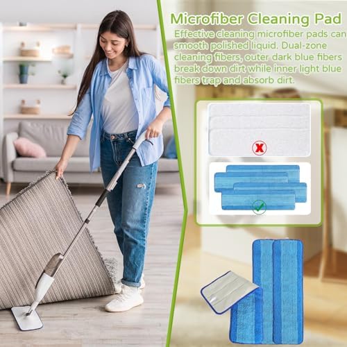 3 Pack Washable Reusable Microfiber Mop Pads for Bona 18 Inch Replacement