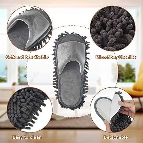 Jecery 2 Pairs Microfiber Mop Slippers for Floor Cleaning