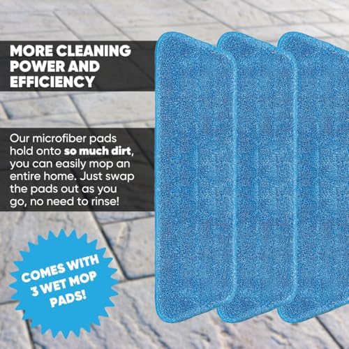 3Pack Microfiber Mop Replacement Heads for Deep Cleaning
