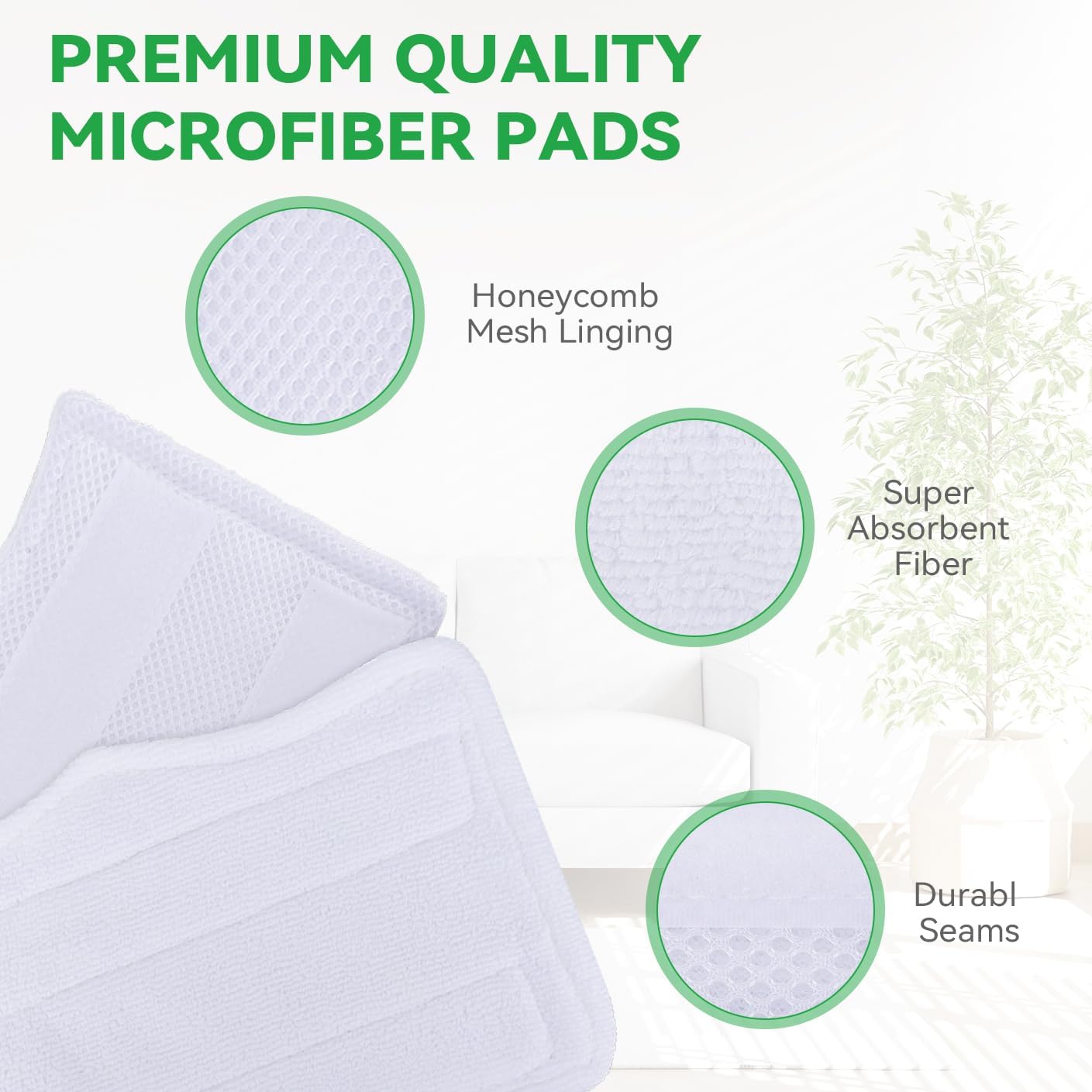 Sgizoku Steam Mop Pads 5 Pack - Washable Microfiber for Shark Steam Mop