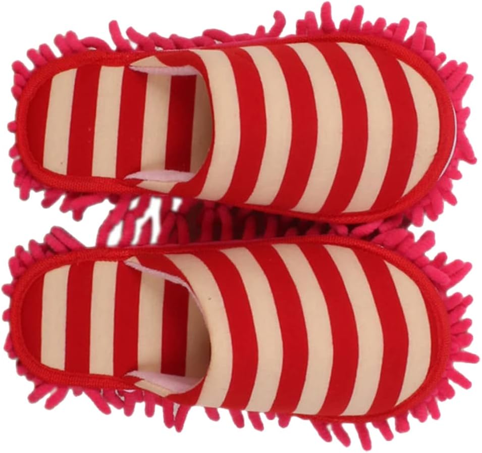 PACKOVE Chenille Cleaning Slippers Covers Red Size L