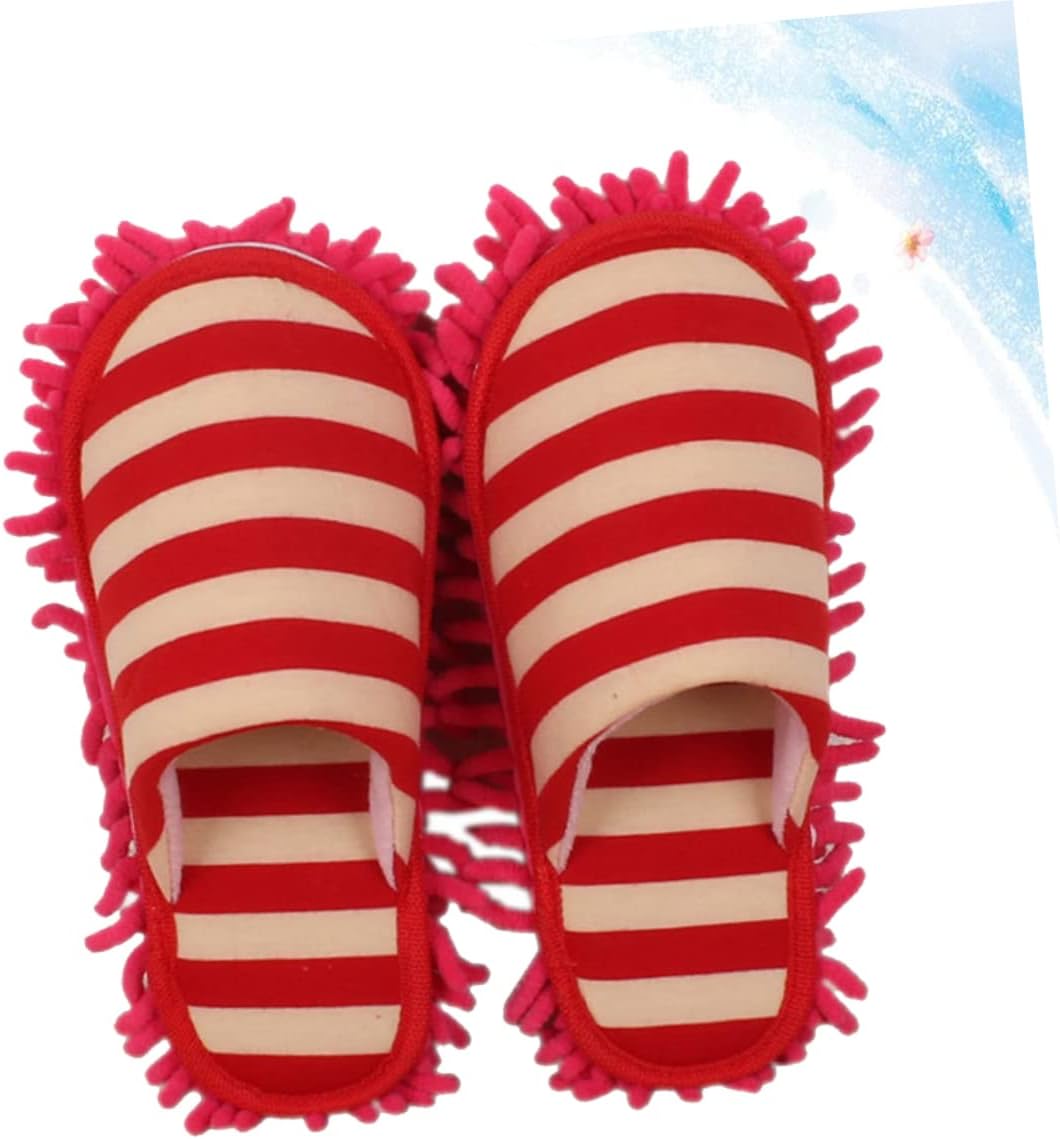 PACKOVE Chenille Cleaning Slippers Covers Red Size L