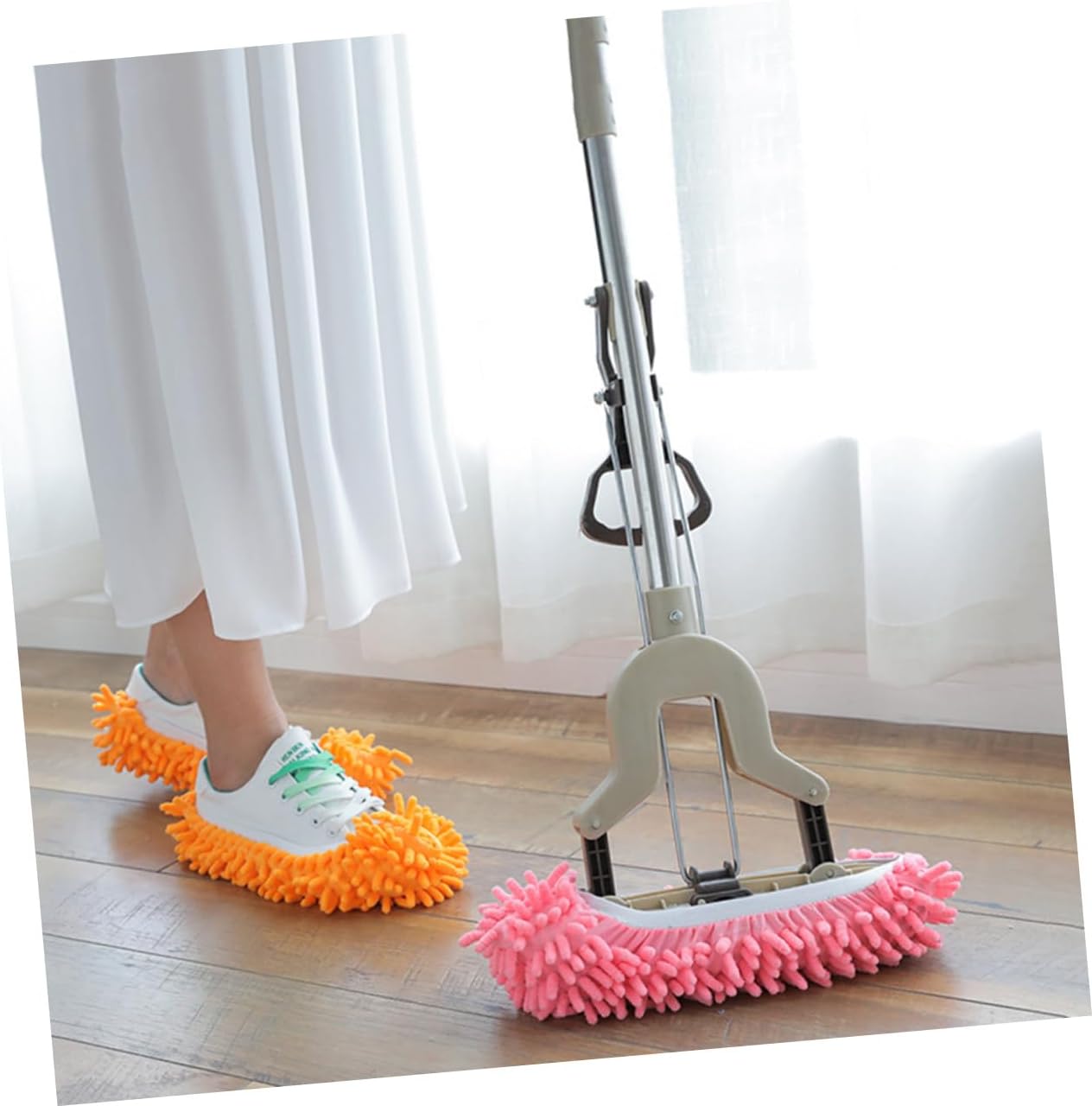 Minkissy 6pcs Microfiber Mop Slippers with Foot Socks