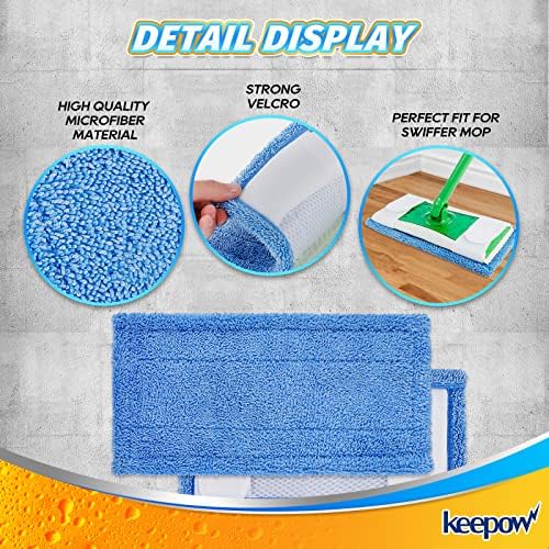 KEEPOW 2 Pack Reusable Microfiber Mop Pads for Swiffer