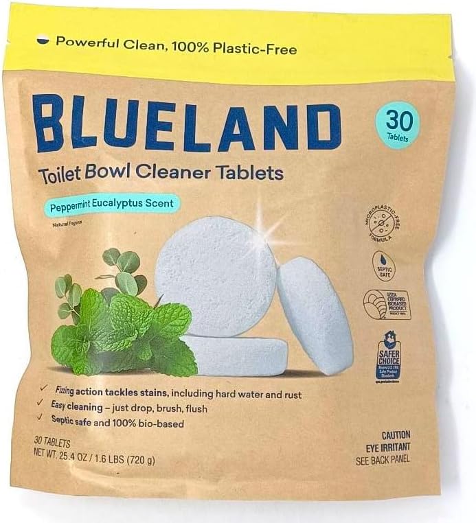 Blueland Toilet Bowl Cleaner Tablets Peppermint Eucalyptus 30 Tablets