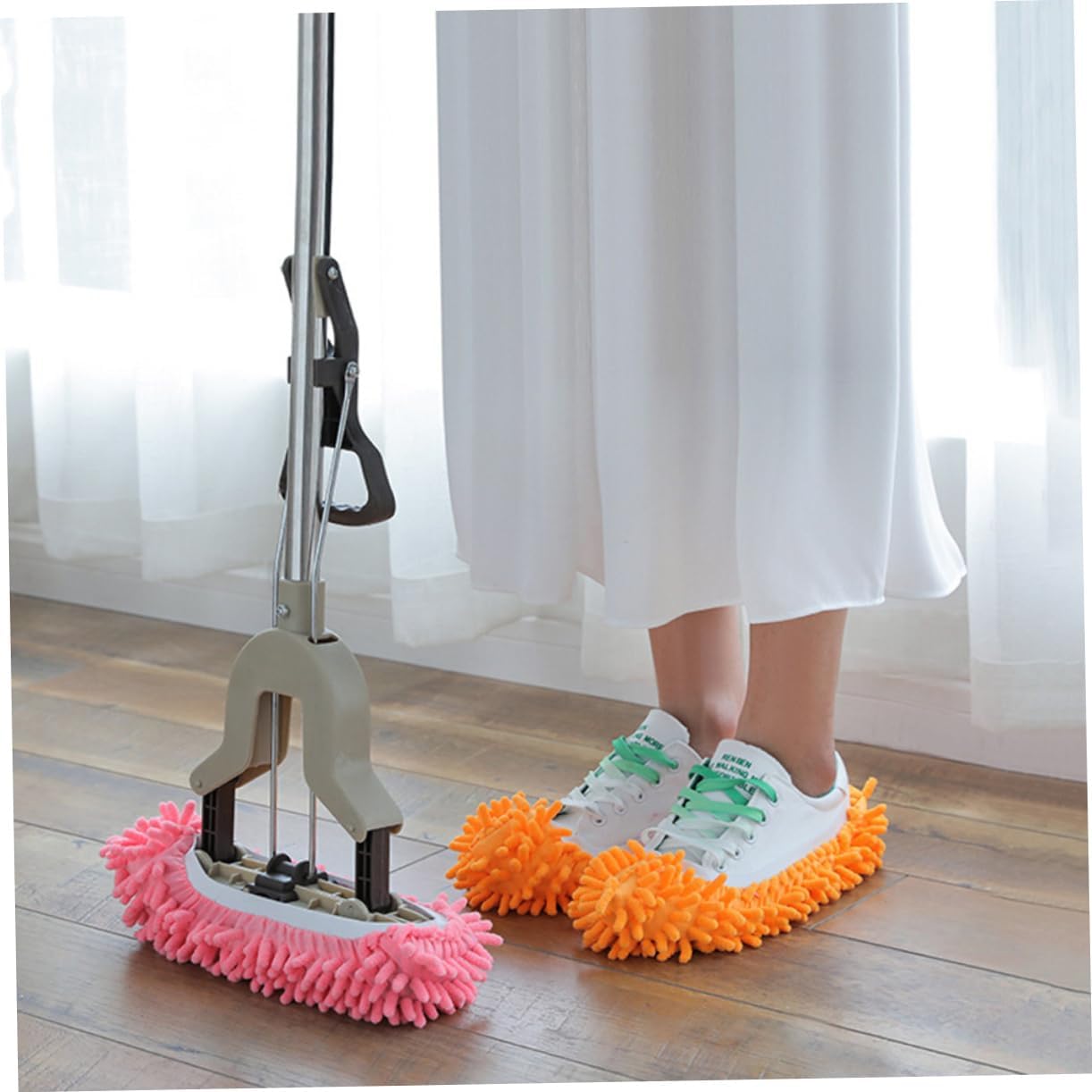Minkissy 6pcs Microfiber Mop Slippers with Foot Socks