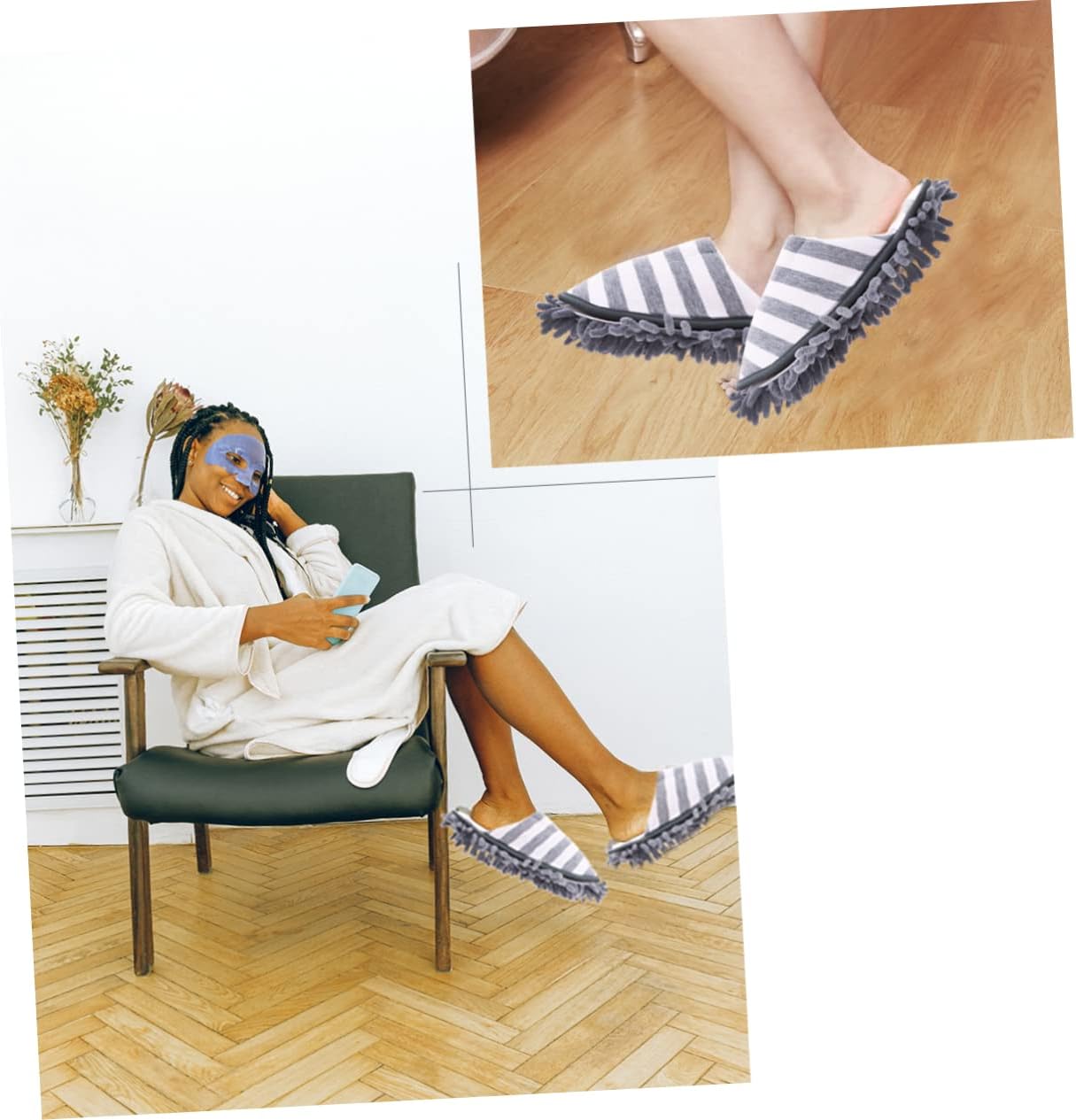 Minkissy Chenille Floor Clean Slippers Washable Mopping Covers