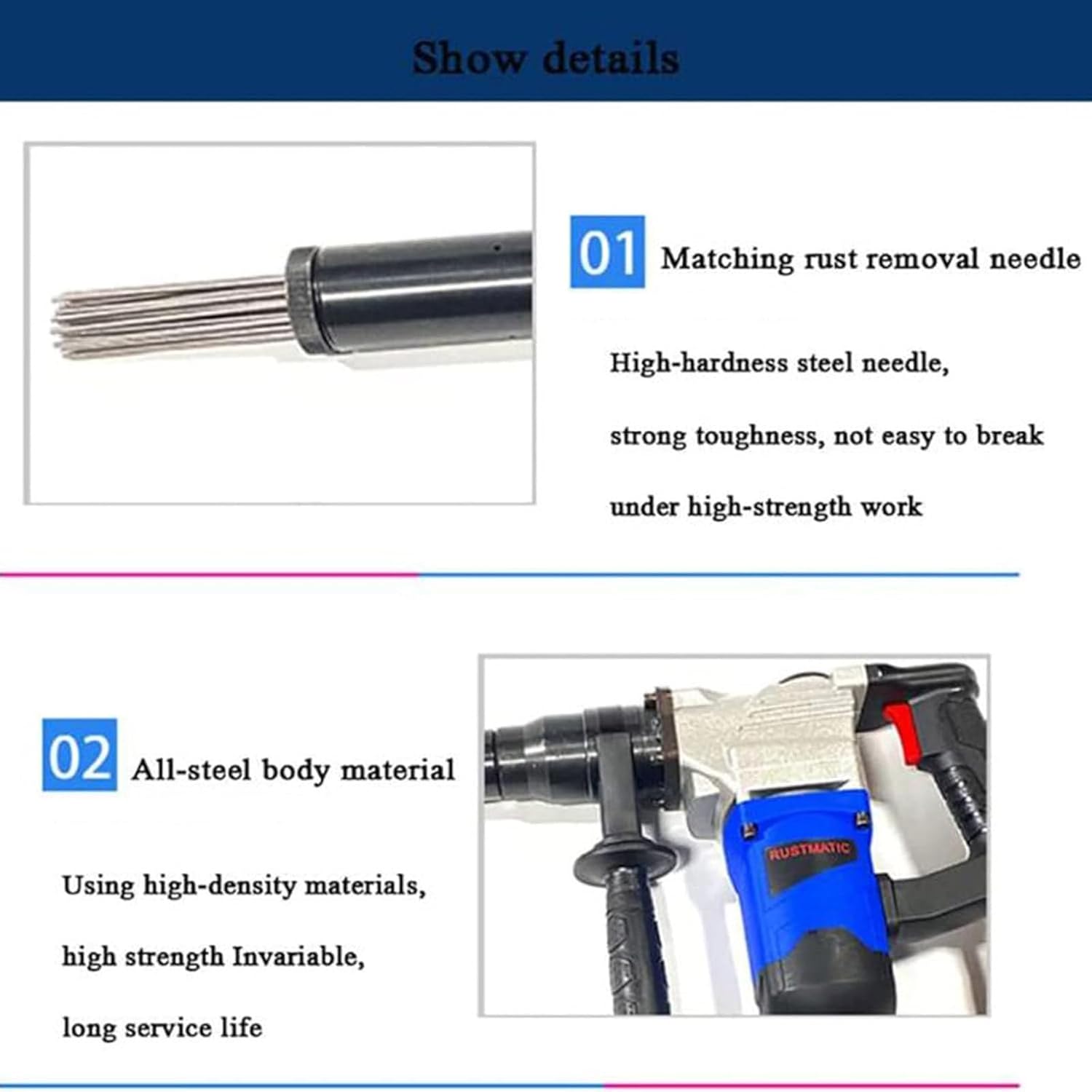 Beachtiful Electric Rust Remover 1100W High Power Needle Scaler 1
