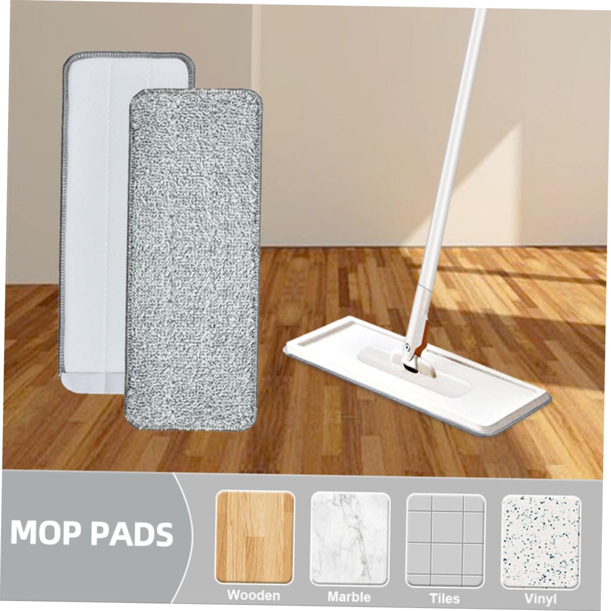 3pcs Microfiber Mop Pads Reusable for Hardwood and Tile