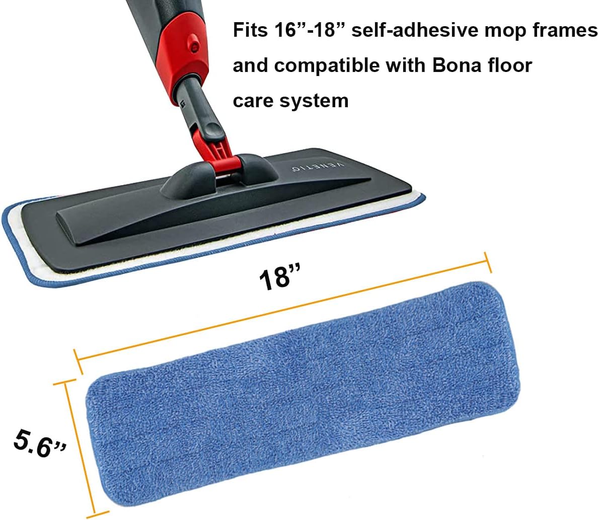 10 Pack 18 Inch Microfiber Spray Mop Pads - Reusable Streak-Free