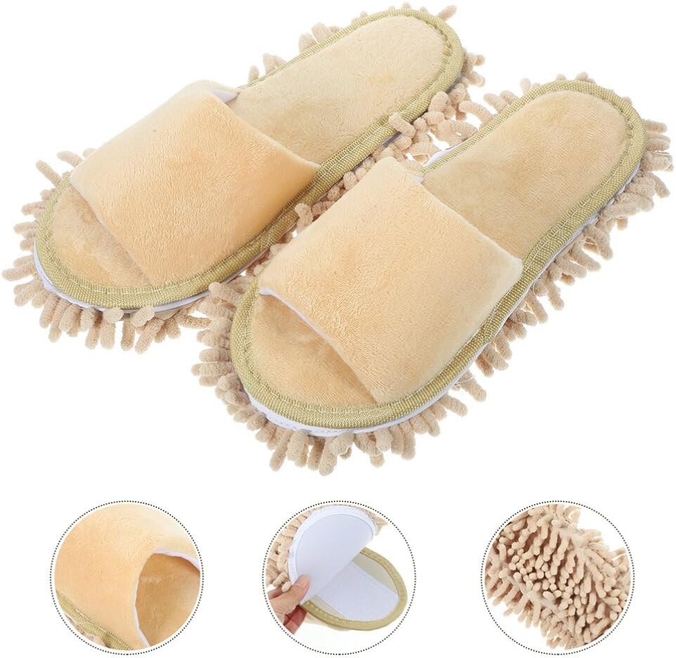 CALLARON 1 Pair Mopping Slippers with Chenille Lining
