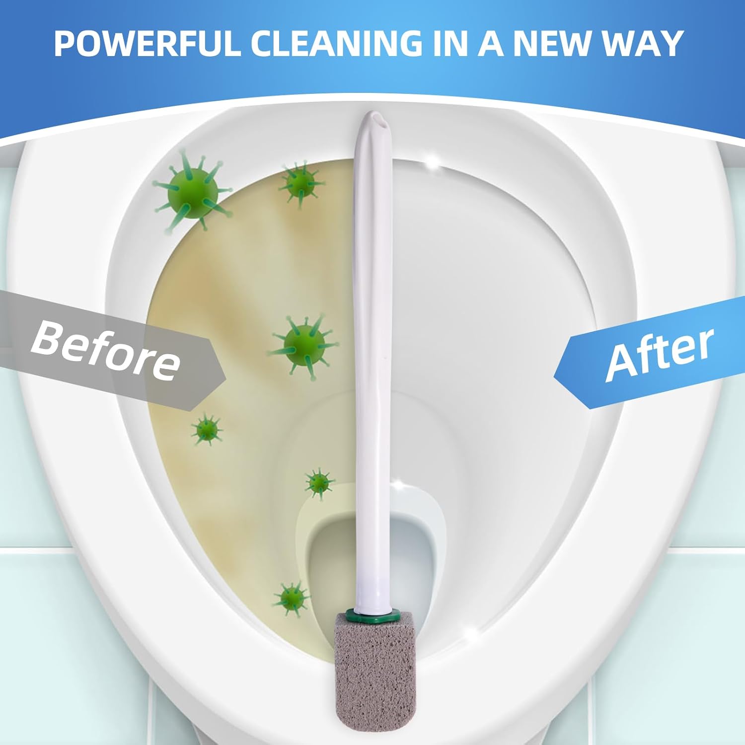Pumice Stone Toilet Cleaner with 2 Handles and 10 Stones