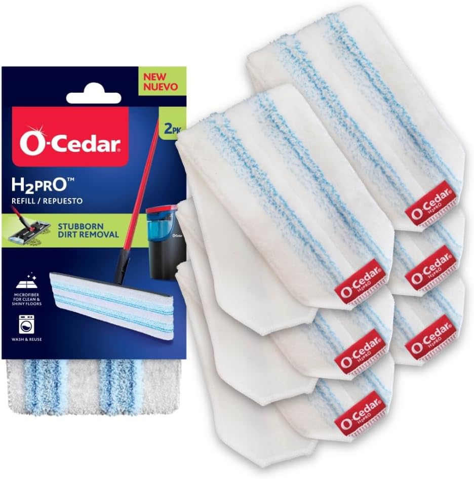 O-Cedar H2prO Mop Pads 6 Pack Reusable Microfiber