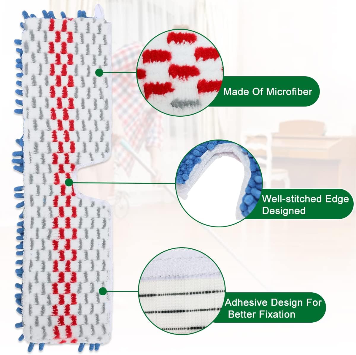 Diteje 4 Pack Replacement Mop Pads Washable Refill Heads