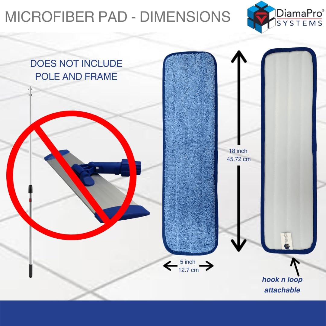 DiamaPro Microfiber 18 Inch 10-Pack Mop Pads