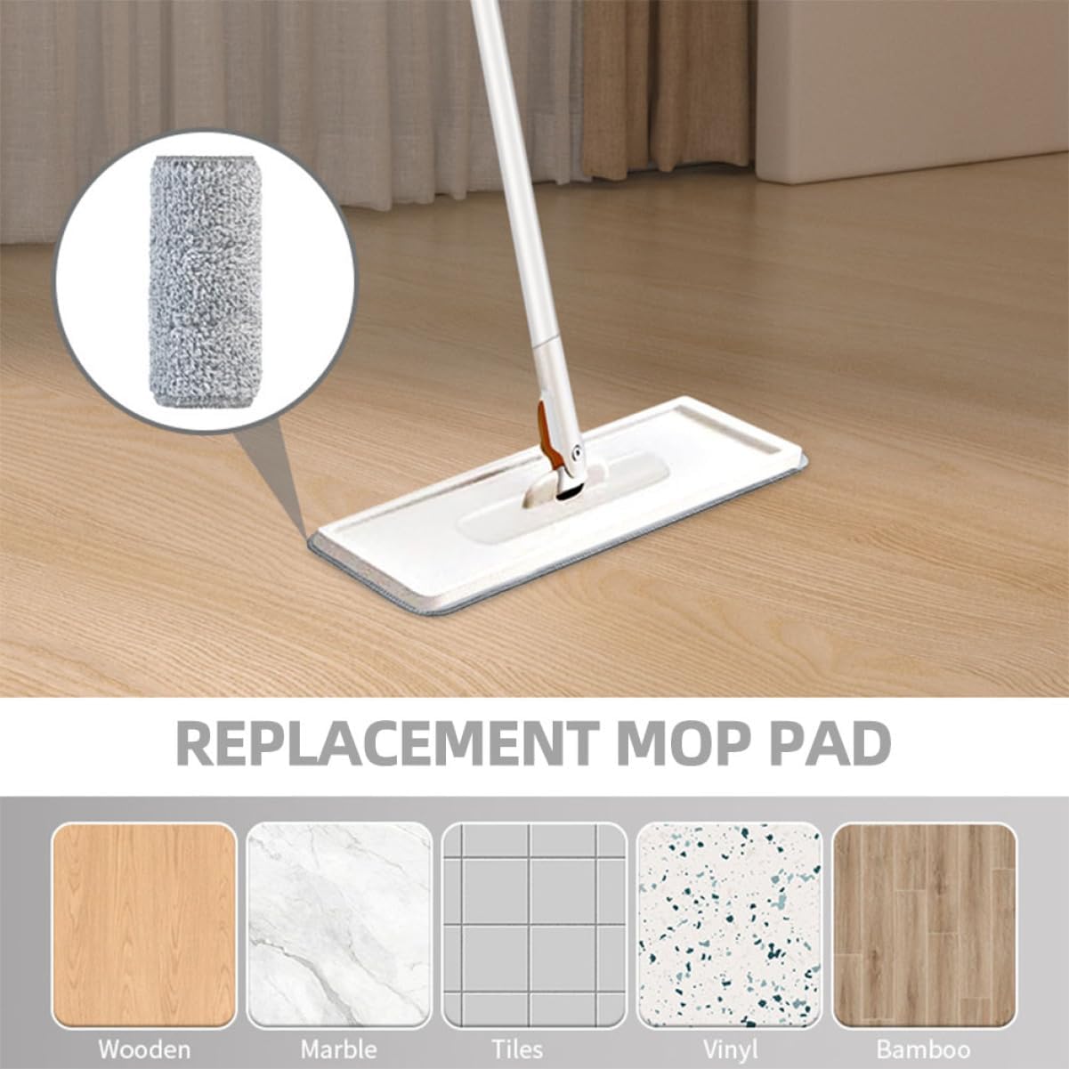3pcs Washable Fiber Mop Pads for Hardwood and Tile
