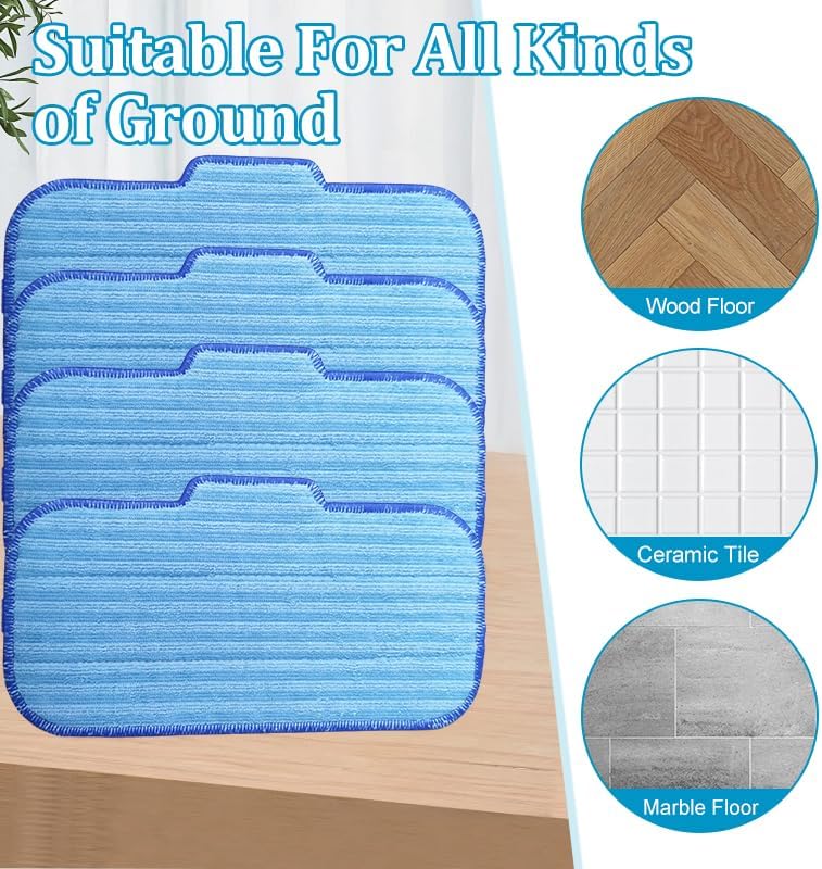 4 Pack Steam Mop Pads Replacement for Newbealer NC603C NC602N Mop Cleaner
