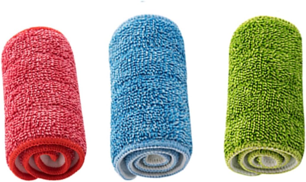 PACKOVE 3Pcs Spray Mop Cloth Replacement Durable Microfiber Mop Heads Red Blue Green
