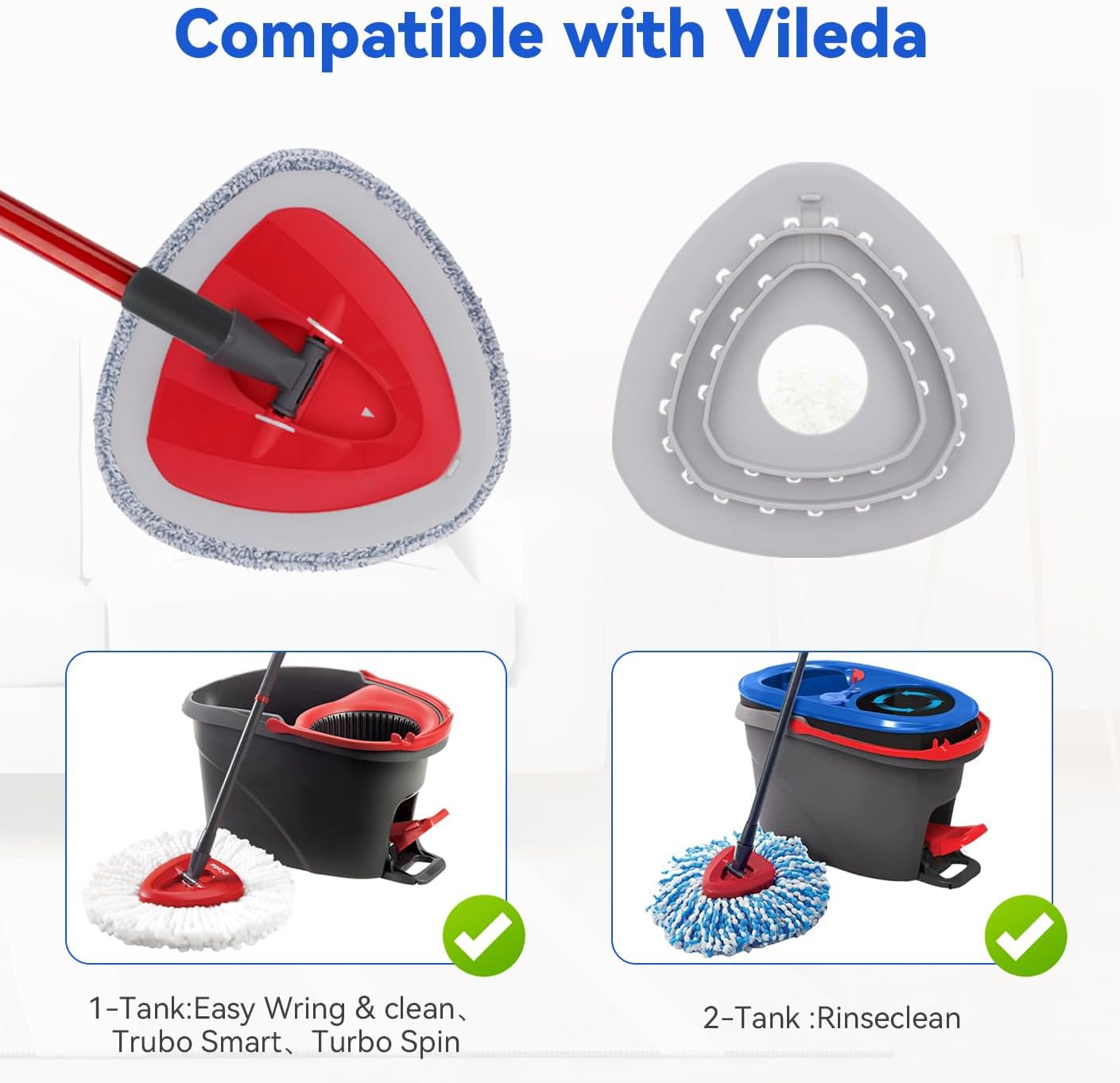 Sgizoku Spin Mop Head Refill - 6 Cloth Pads with Base