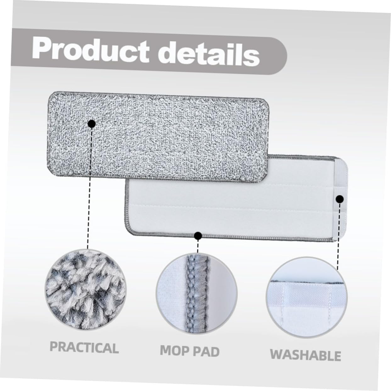 3pcs Reusable Flat Mop Pads for Quick Drying Floor Cleaning