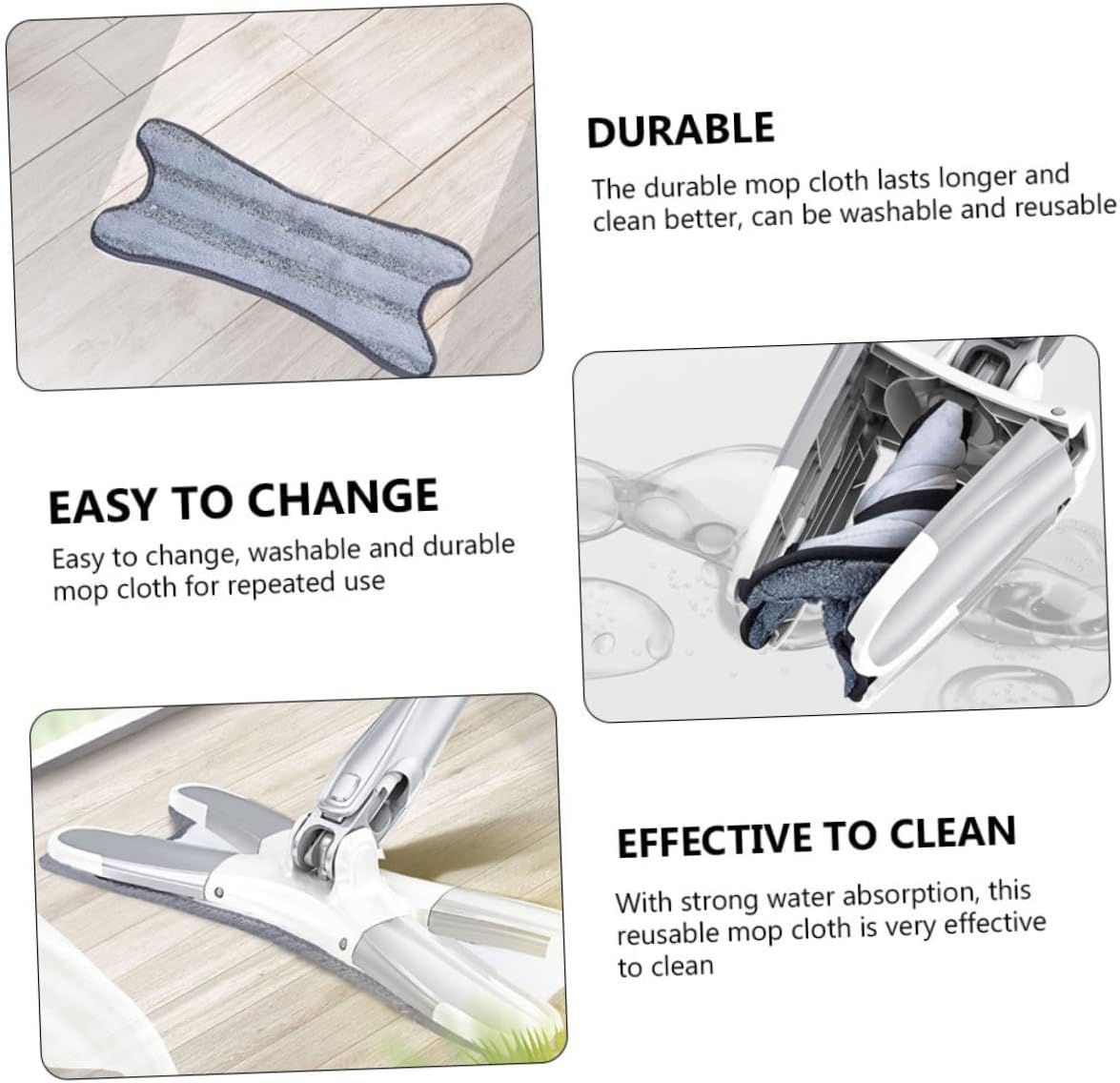 2pcs Multi-Function Flat Mop Cloth Butterfly Shape Reusable