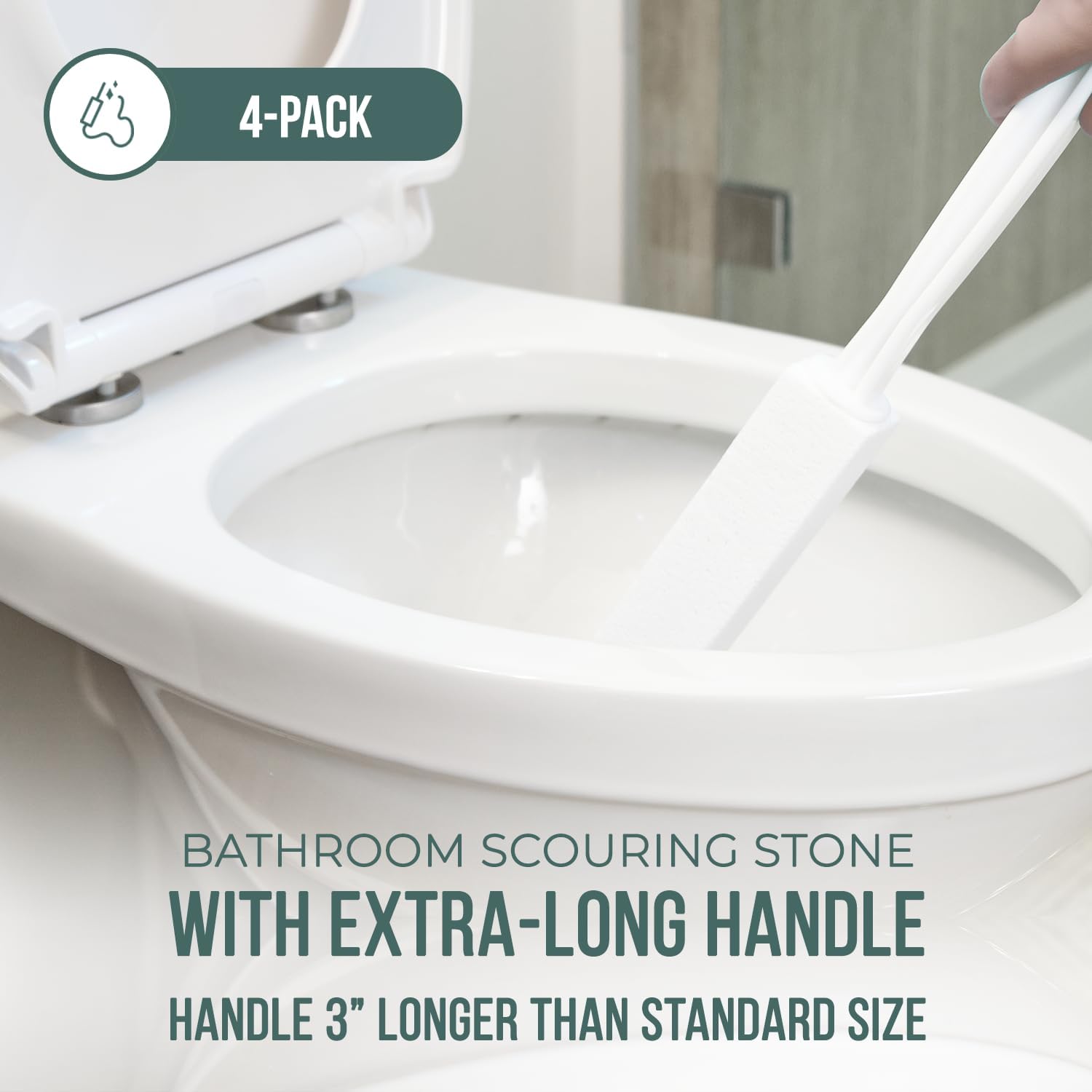 Powerstone Pumice Stone Toilet Cleaner with Long Handle - 4 Pack