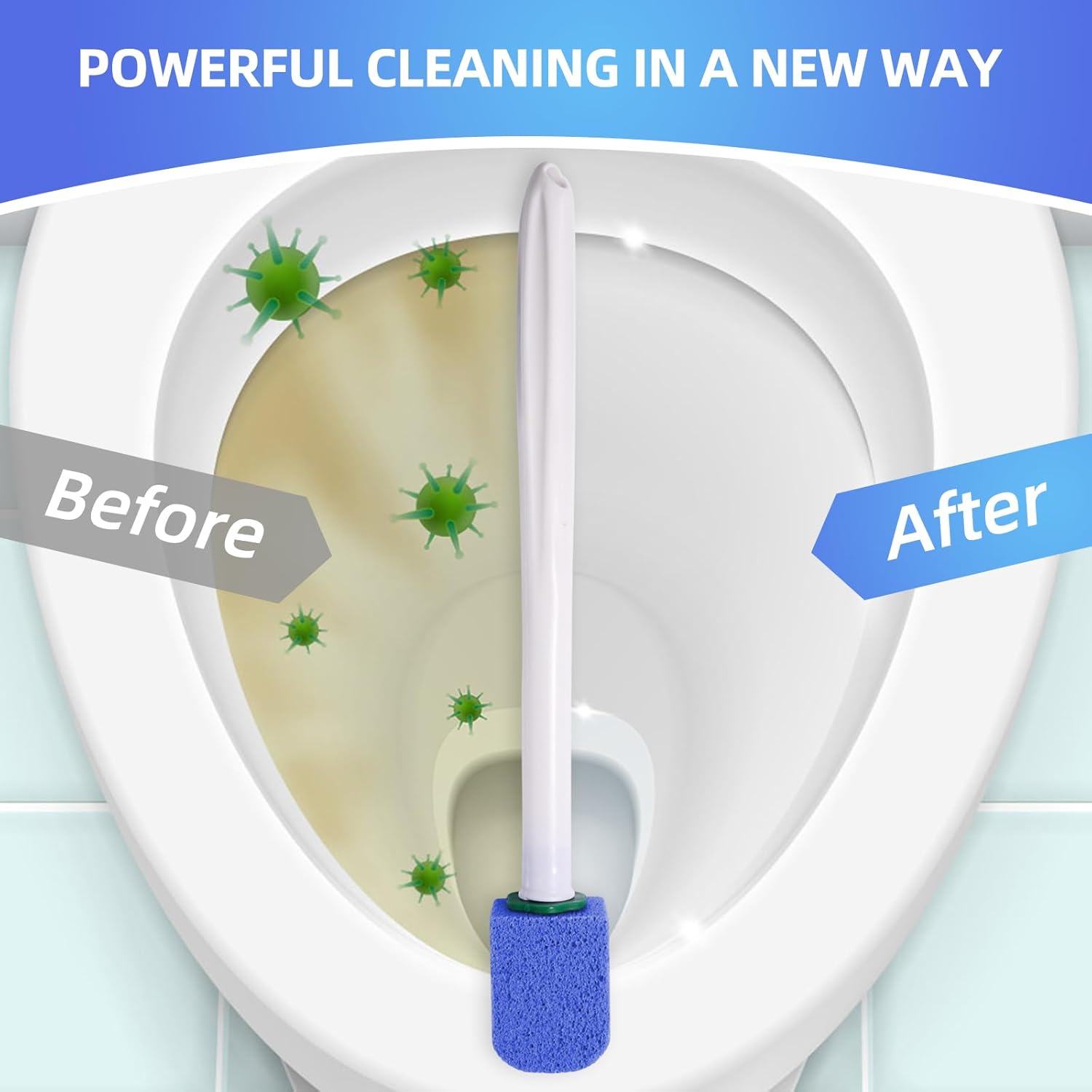 Yiweiiwn Pumice Stone Cleaner with 2 Handles and 10 Stones Blue