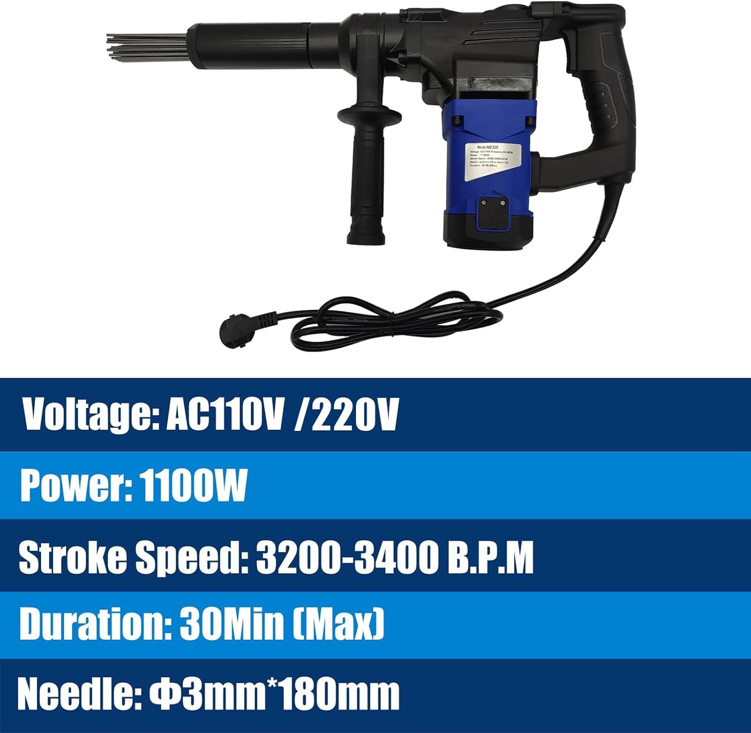 ZHIBIMOI 1100W Electric Needle Rust Remover with 4500BPM 1
