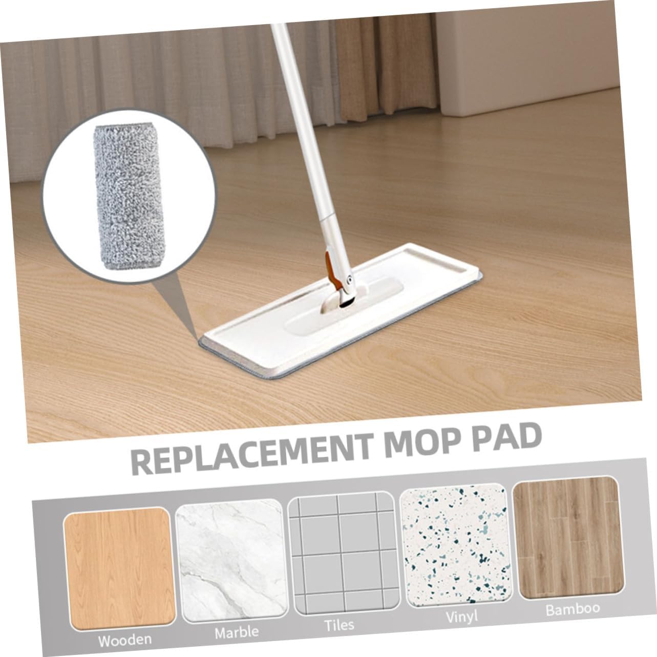3pcs Microfiber Mop Pads Reusable for Hardwood and Tile