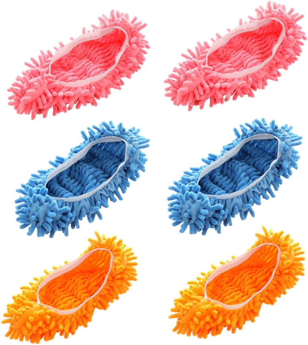 Minkissy 6pcs Microfiber Mop Slippers with Foot Socks