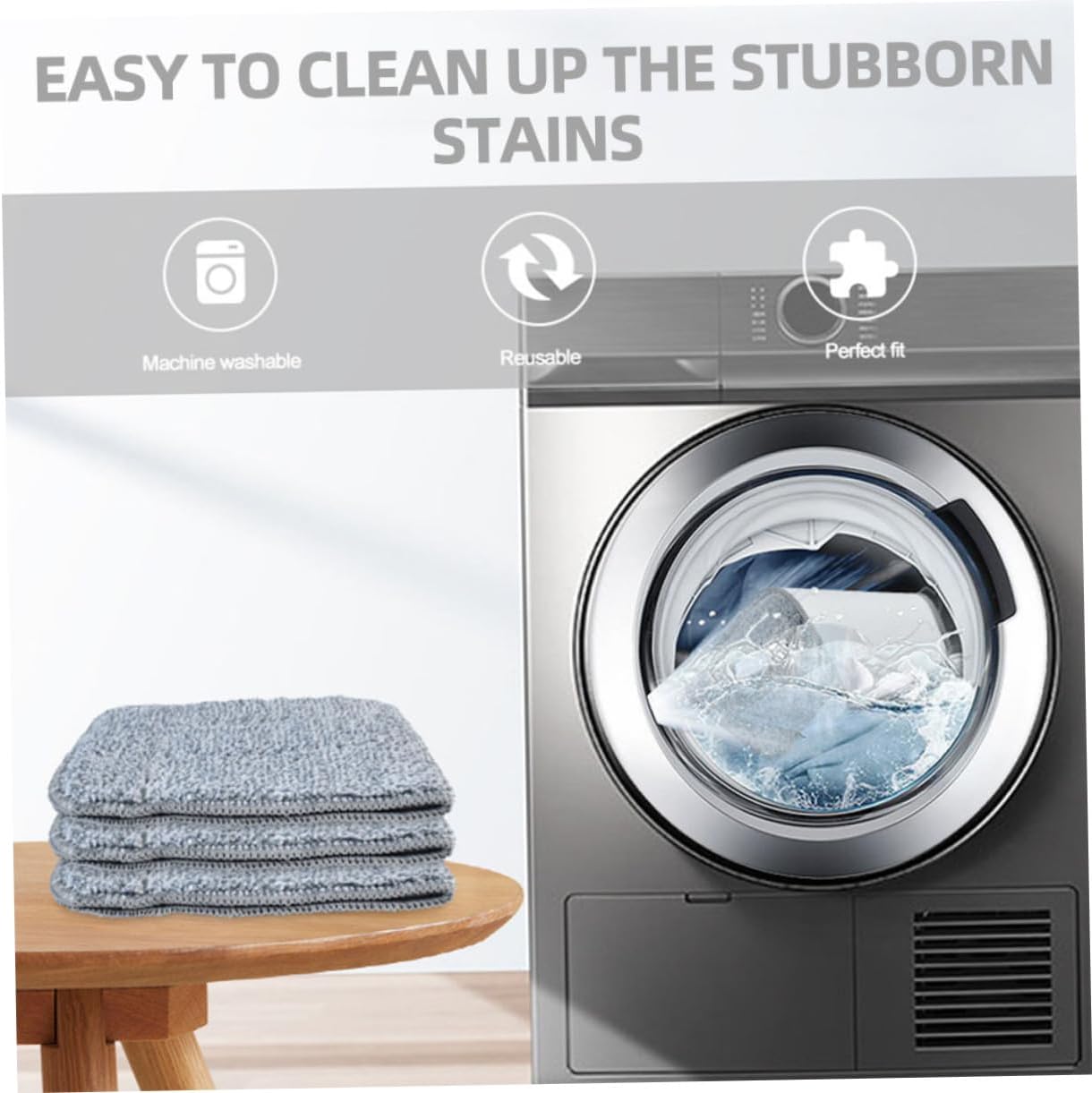 3pcs Microfiber Mop Pads Reusable for Hardwood and Tile