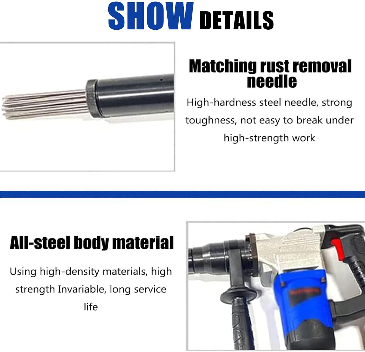 High Power Industrial Pistol Grip Needle Scaler 1100W 220V