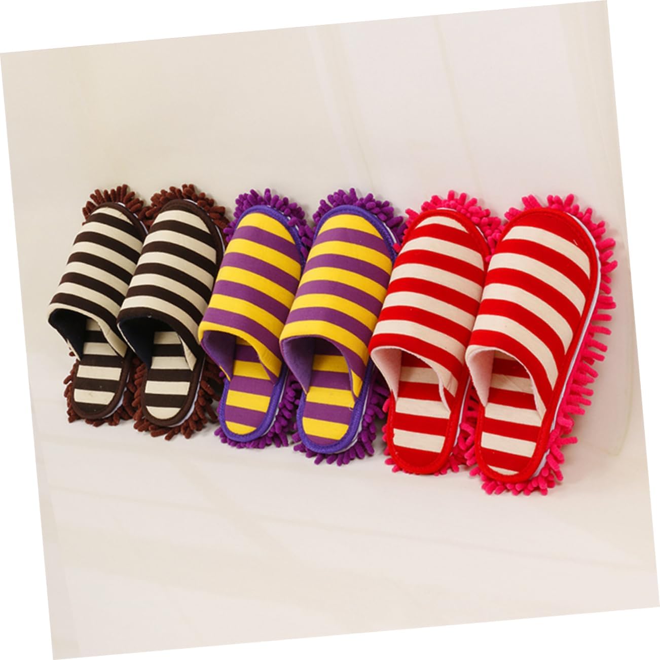 Ipetboom 1 Pair Chenille Cleaning Slippers Cover
