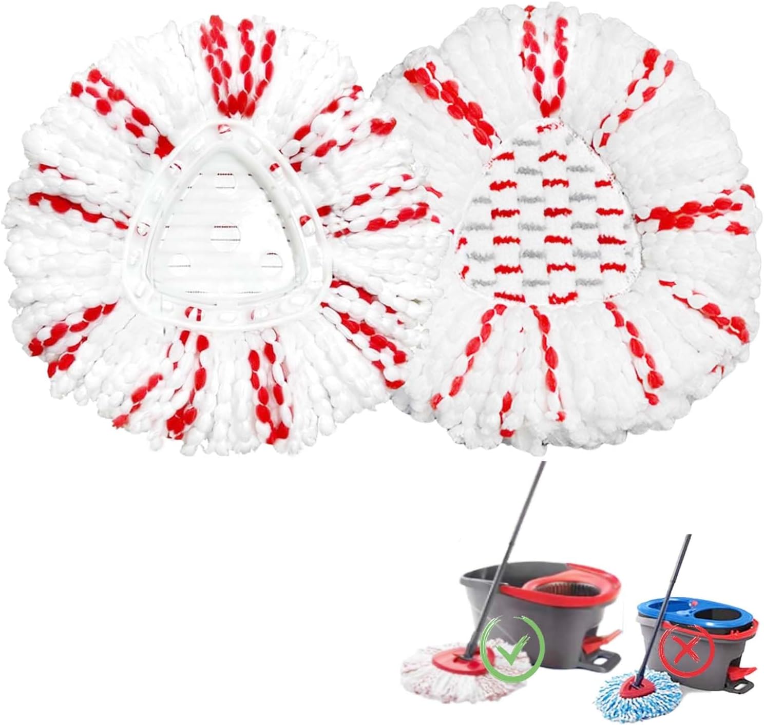 Fazlynyi 2Pack Spin Mop Replacement Heads - 40 More Cleaning Power