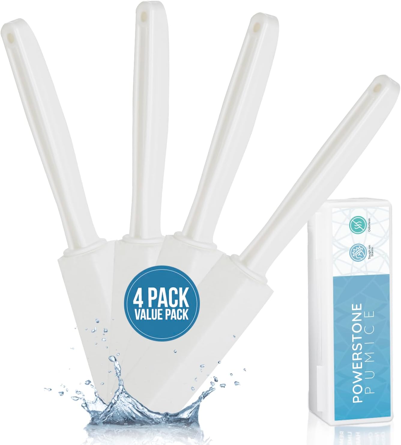 Powerstone Pumice Stone Toilet Cleaner with Long Handle - 4 Pack