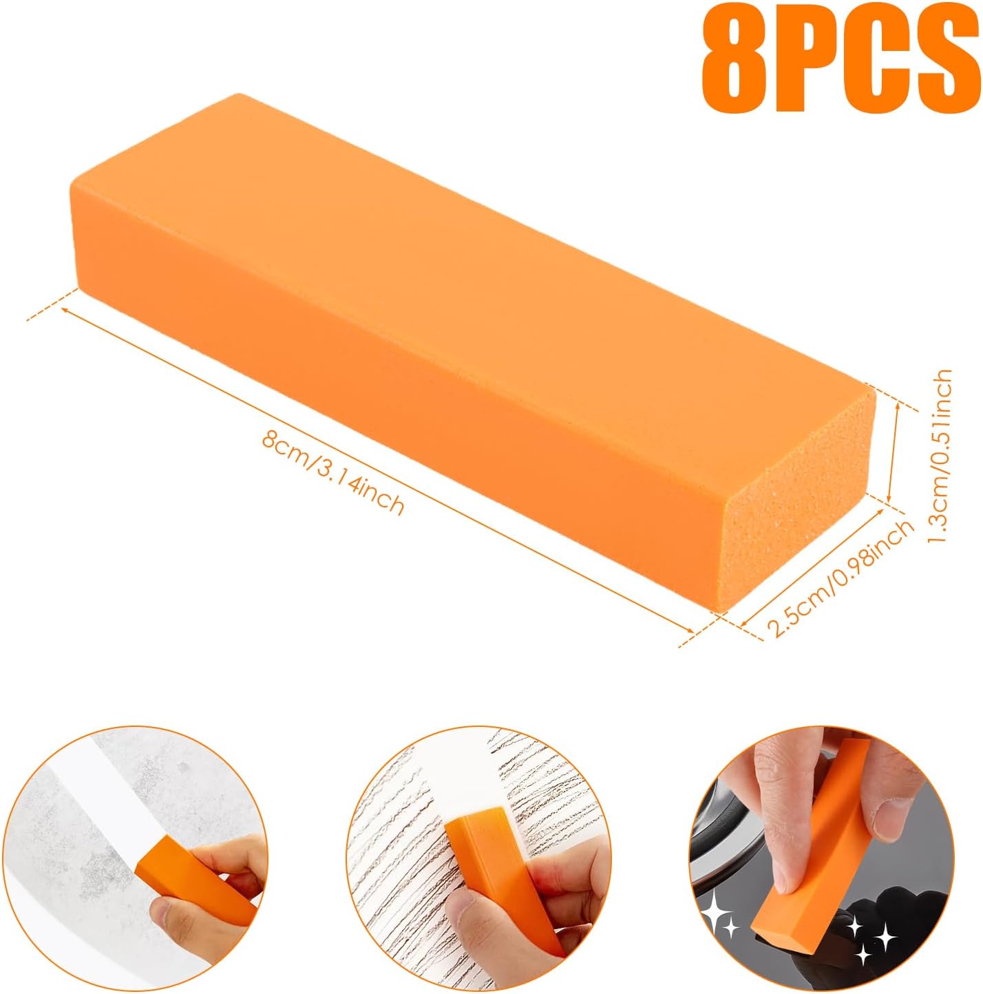 8Pcs Stainless Steel Decontamination Eraser for Kitchen Bathroom and More
