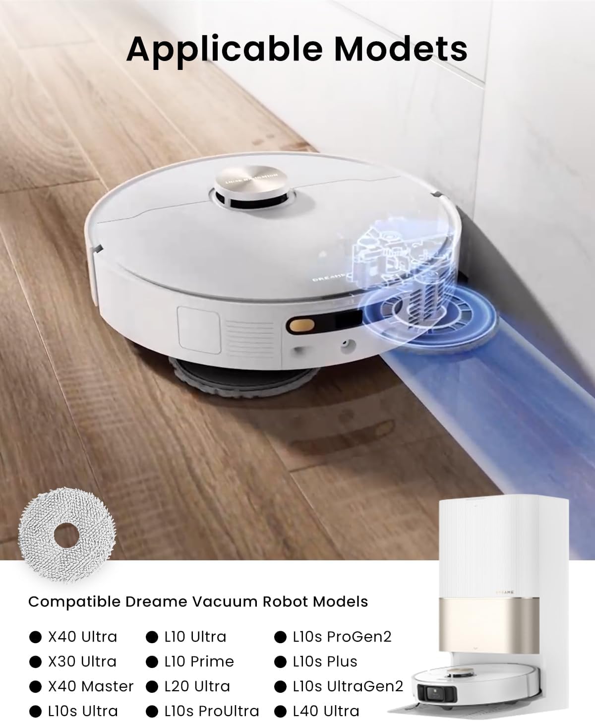 Rrochio Replacement Mop Pads for Dreame Vacuums