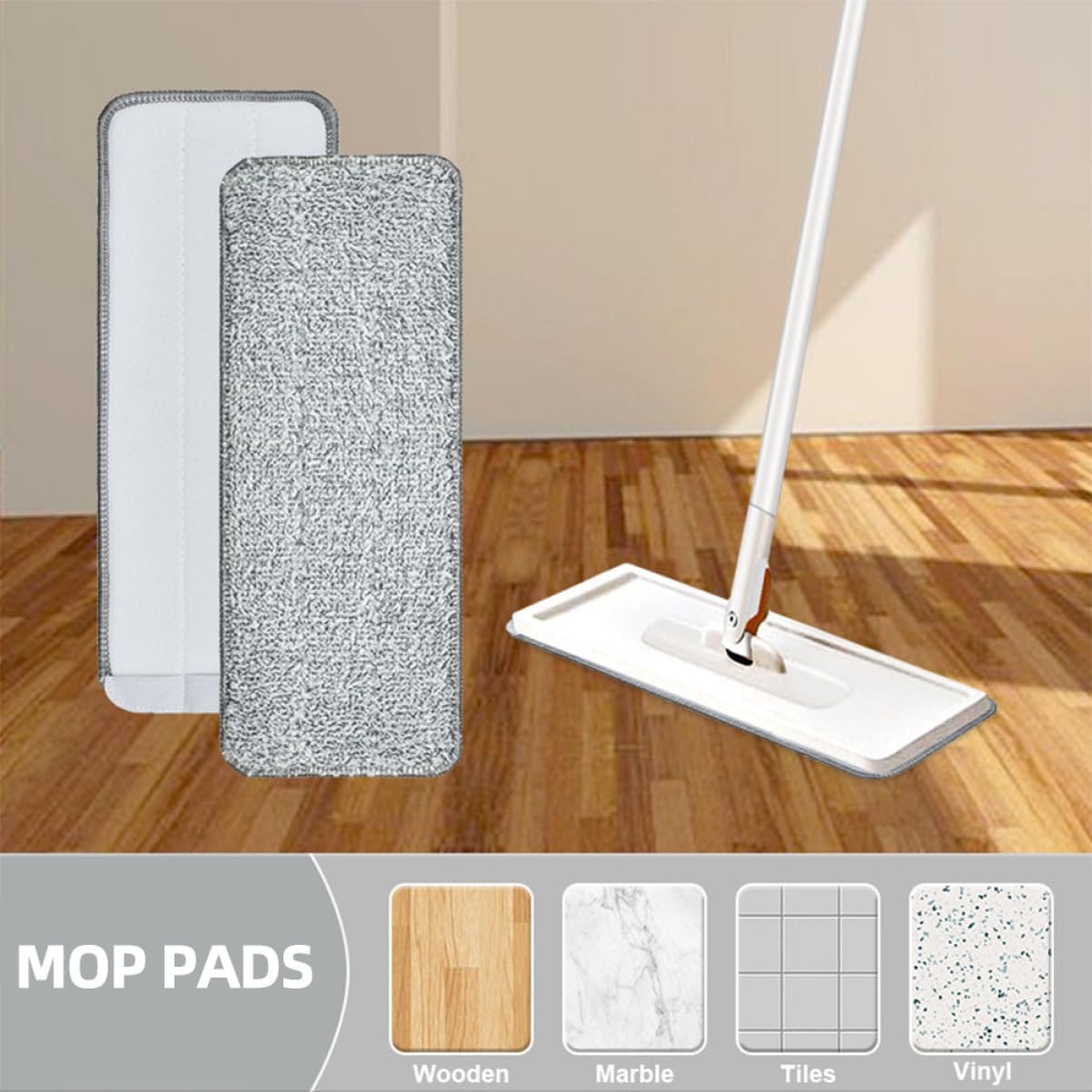 3pcs Washable Fiber Mop Pads for Hardwood and Tile