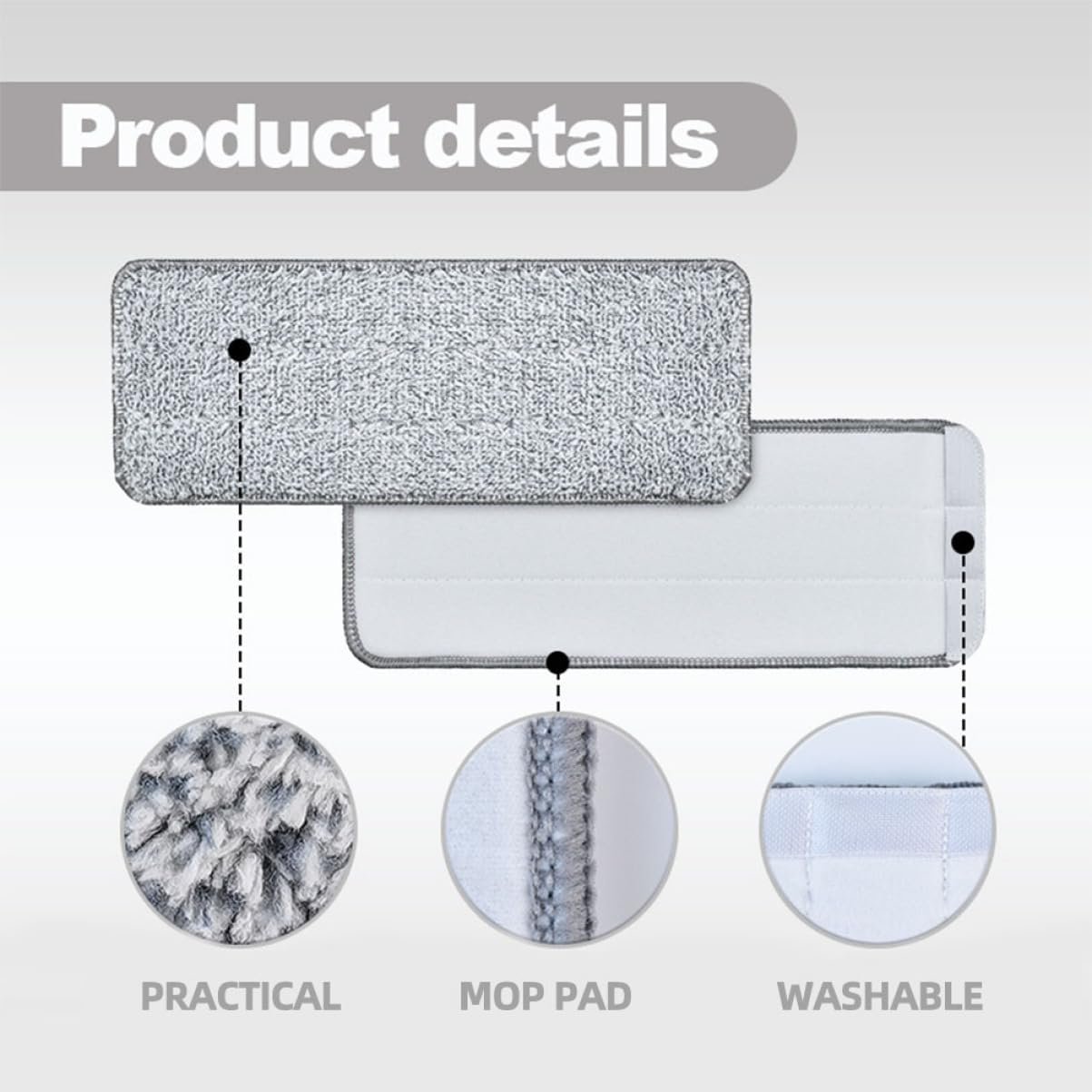 3pcs Washable Fiber Mop Pads for Hardwood and Tile