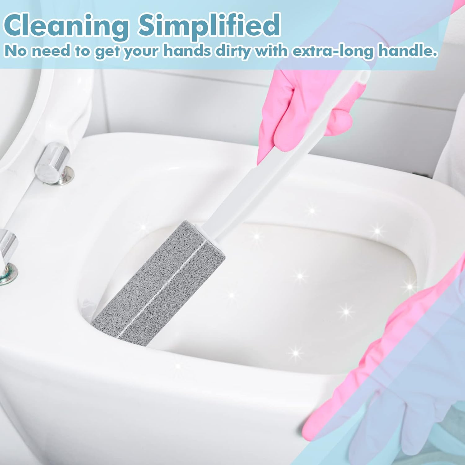 2 Pack Pumice Stones with Extra Long Handle for Toilet Cleaning