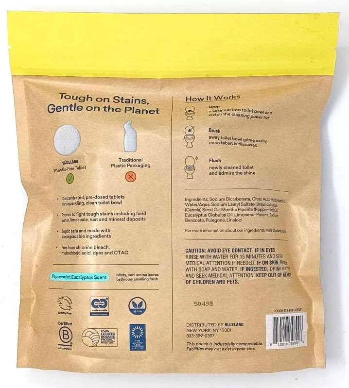 Blueland Toilet Bowl Cleaner Tablets Peppermint Eucalyptus 30 Tablets